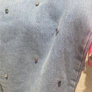 Zara Blue High Rise Jeans with Embellishments
